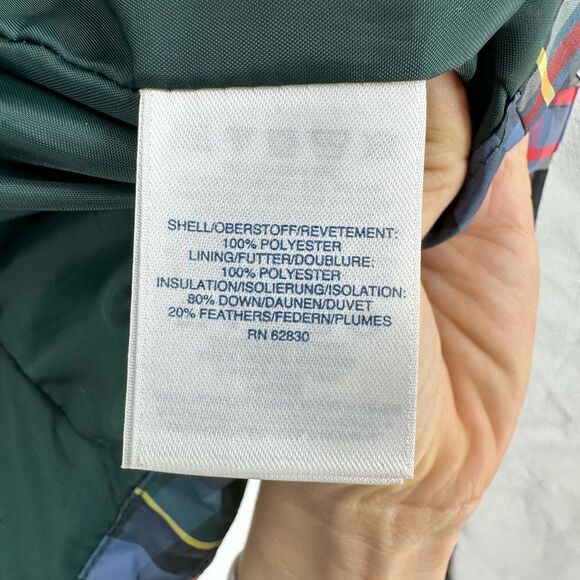 Lands End Girls Puffer Vest Down Filled Plaid Green Size L 14 - 16 Pockets - Picture 7 of 7